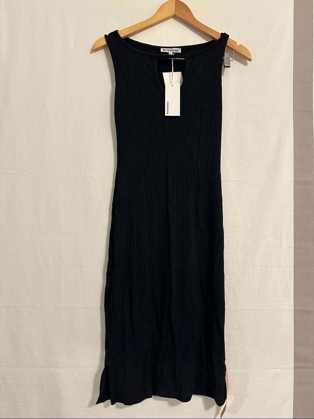 NWT Reformation Willie Knit Black Ribbed Maxi Tank Dress